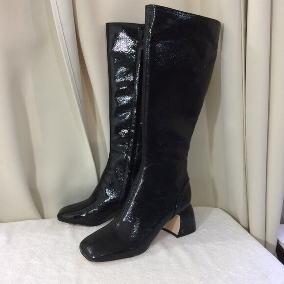 NEW Sam Edelman Boots Circus NY Heeled Black Full Zipper Faux Leather - Picture 3 of 8